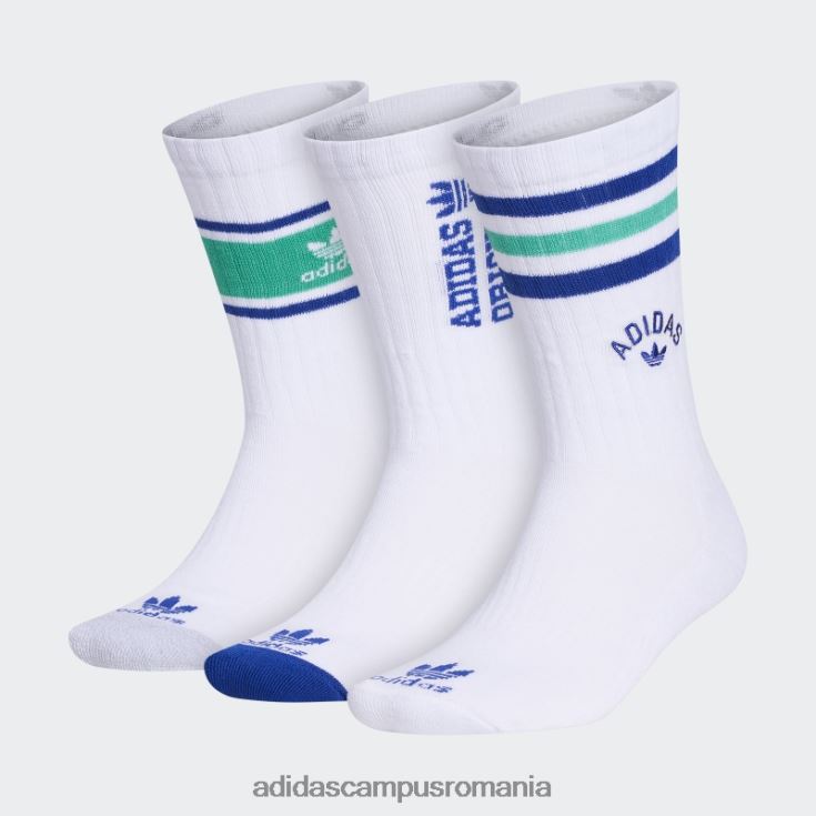 adidas campus romania șosete noi prep crew 3 perechi alb adidas bărbați alb/albastru/verde J266N221756