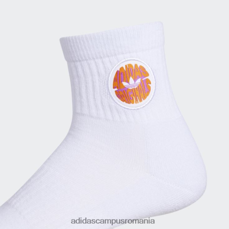 adidas campus romania șosete sferturi spiralate 3 perechi albi bărbați alb/roz/portocaliu J266N221769