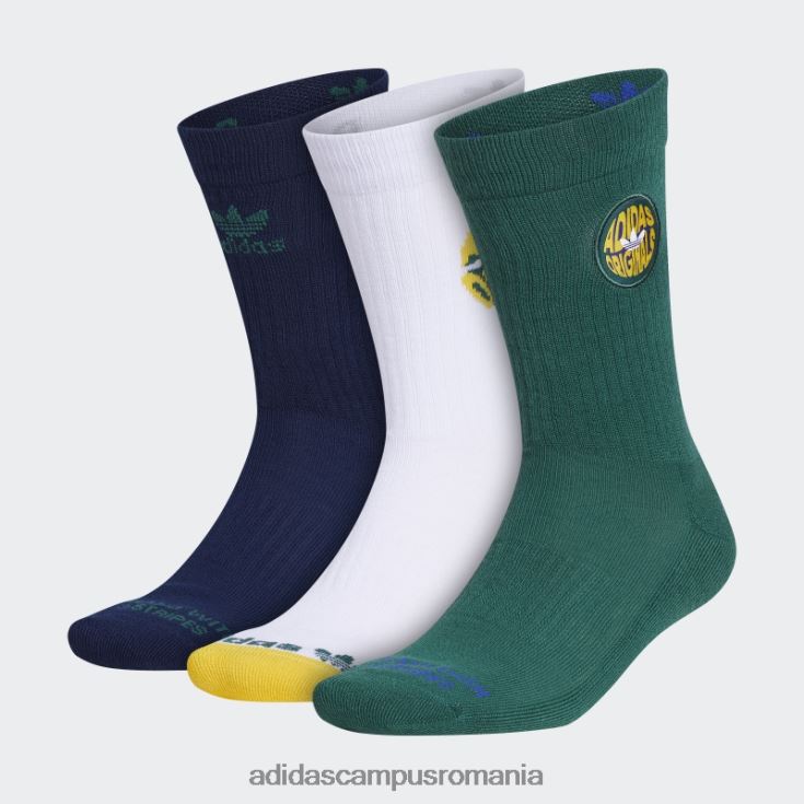 adidas campus romania șosete spirale 3 perechi verzi bărbați verde/noapte indigo/alb J266N221770