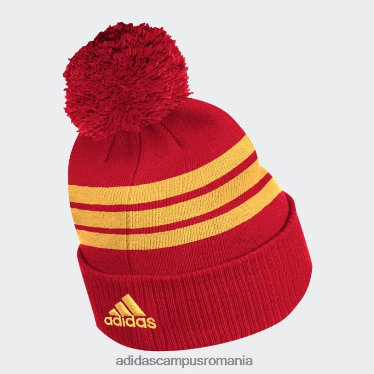 adidas campus romania flames cuffed pom beanie multi bărbați crema multi/rosu/aurie J266N27928