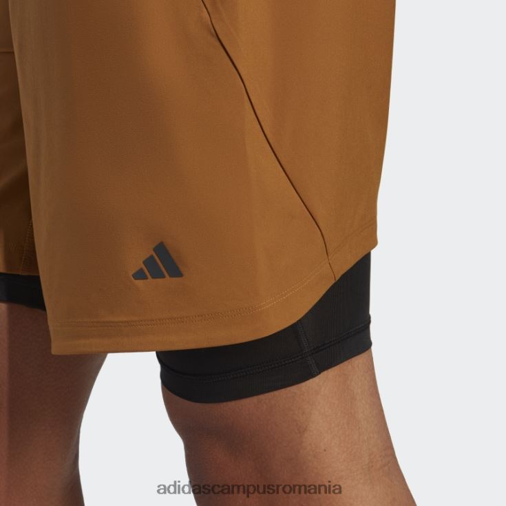 adidas campus romania pantaloni scurți 2 în 1 pentru antrenament yoga bronz bărbați bronz/negru J266N221113