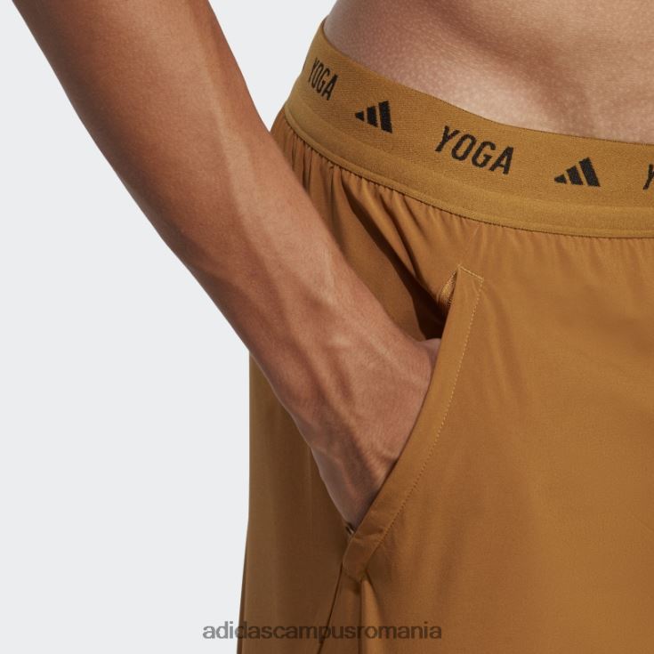 adidas campus romania pantaloni scurți 2 în 1 pentru antrenament yoga bronz bărbați bronz/negru J266N221113