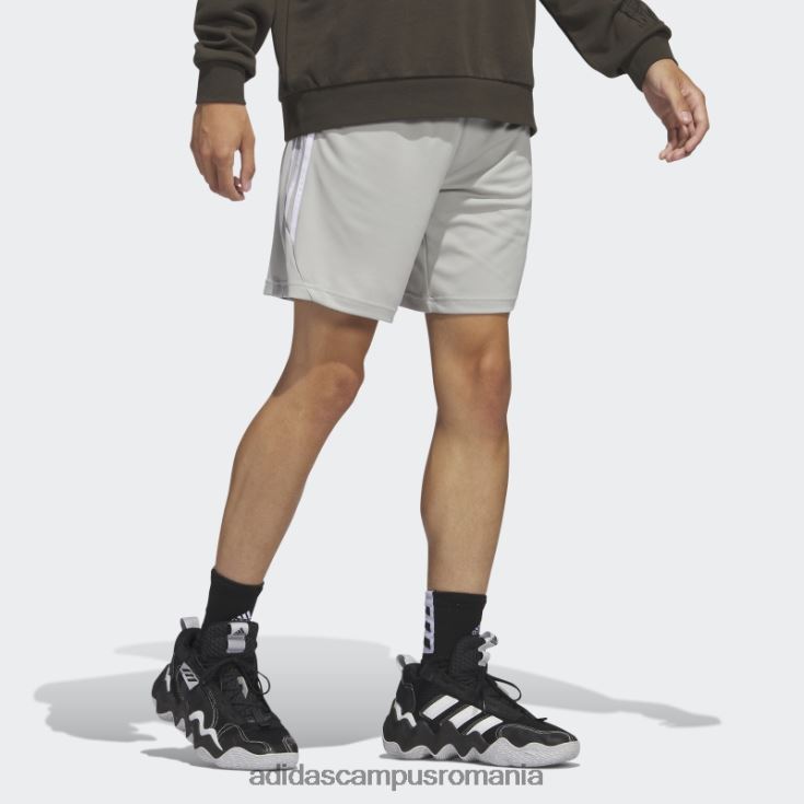 adidas campus romania pantaloni scurți de baschet cu 3 dungi legende gri metal bărbați metal gri/alb J266N221099