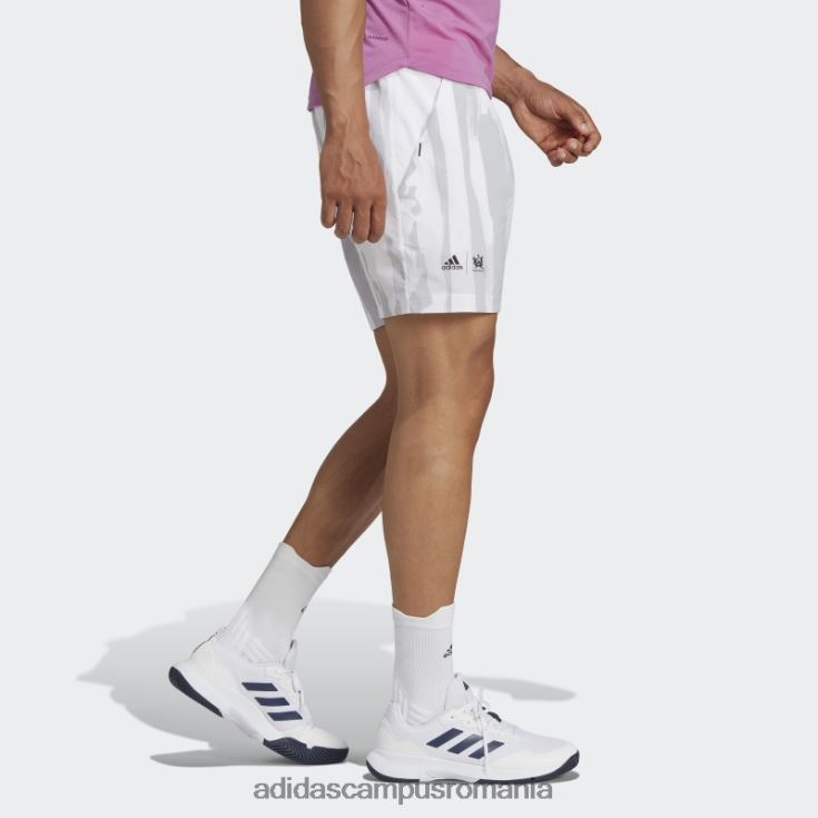 adidas campus romania pantaloni scurți grafic tenis new york alb bărbați alb/argintiu J266N221007