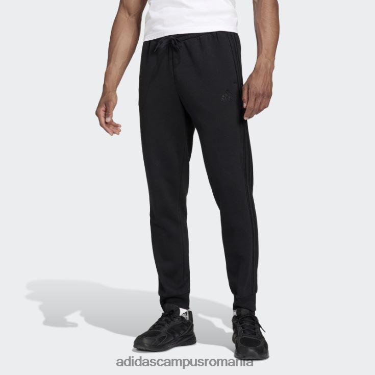 adidas campus romania pantaloni negri cu 3 dungi, French terry, cu manșete conice bărbați negru J266N221305