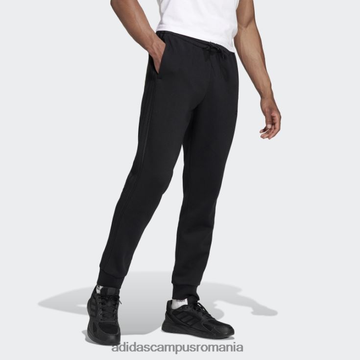 adidas campus romania pantaloni negri cu 3 dungi, French terry, cu manșete conice bărbați negru J266N221305