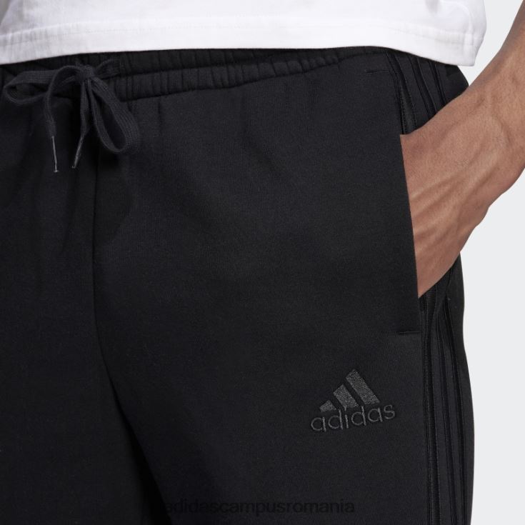 adidas campus romania pantaloni negri cu 3 dungi, French terry, cu manșete conice bărbați negru J266N221305
