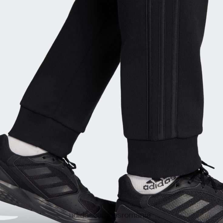 adidas campus romania pantaloni negri cu 3 dungi, French terry, cu manșete conice bărbați negru J266N221305