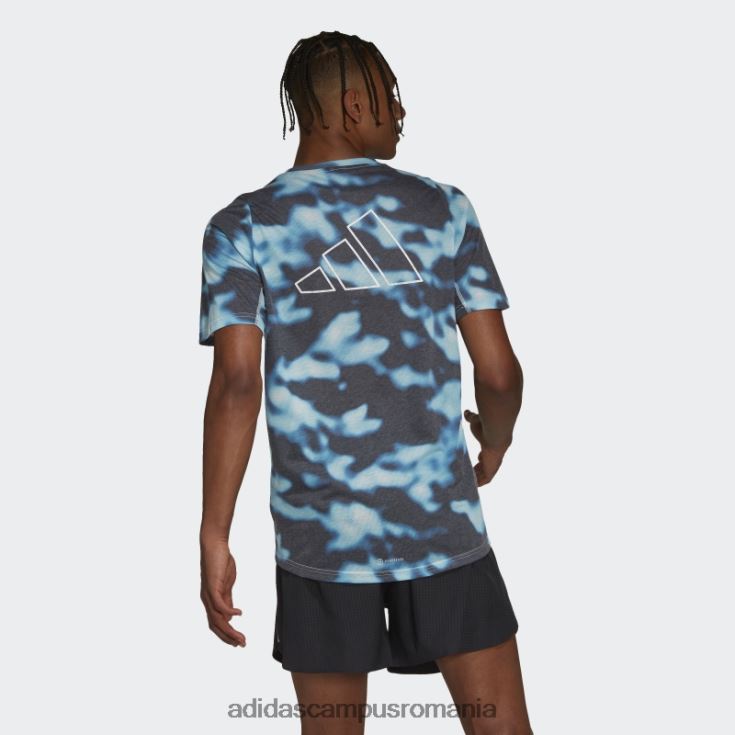 adidas campus romania Tricou cu imprimeu peste tot cu 3 bare cu iconițe de alergare multicolore bărbați multicolor/albastru/cerneală J266N214854