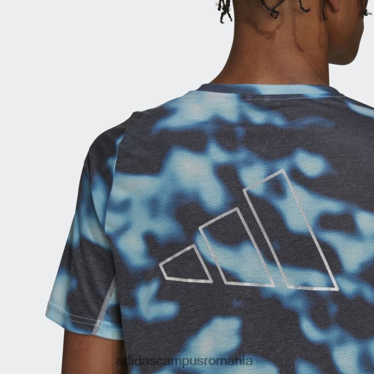 adidas campus romania Tricou cu imprimeu peste tot cu 3 bare cu iconițe de alergare multicolore bărbați multicolor/albastru/cerneală J266N214854