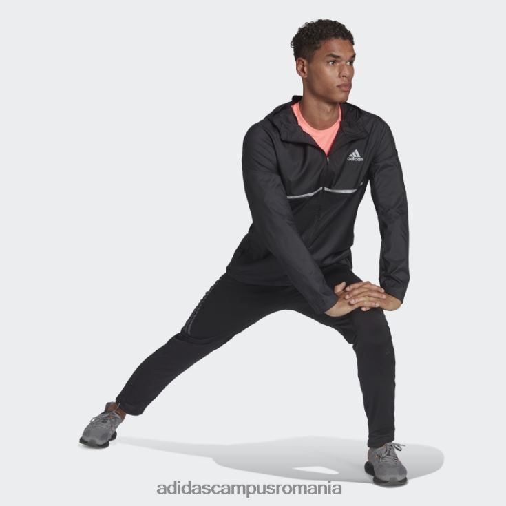 adidas campus romania deține jacheta de alergare neagră bărbați negru argintiu J266N21207