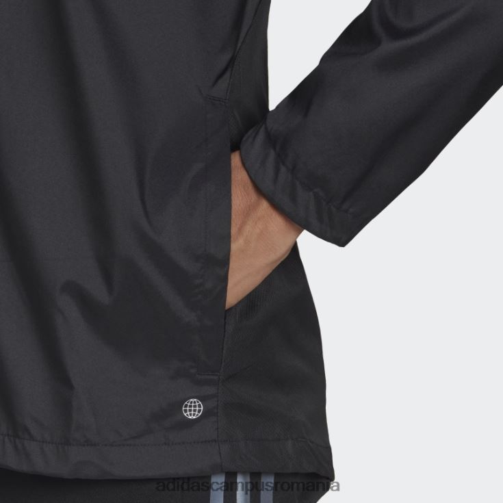 adidas campus romania deține jacheta de alergare neagră bărbați negru argintiu J266N21207