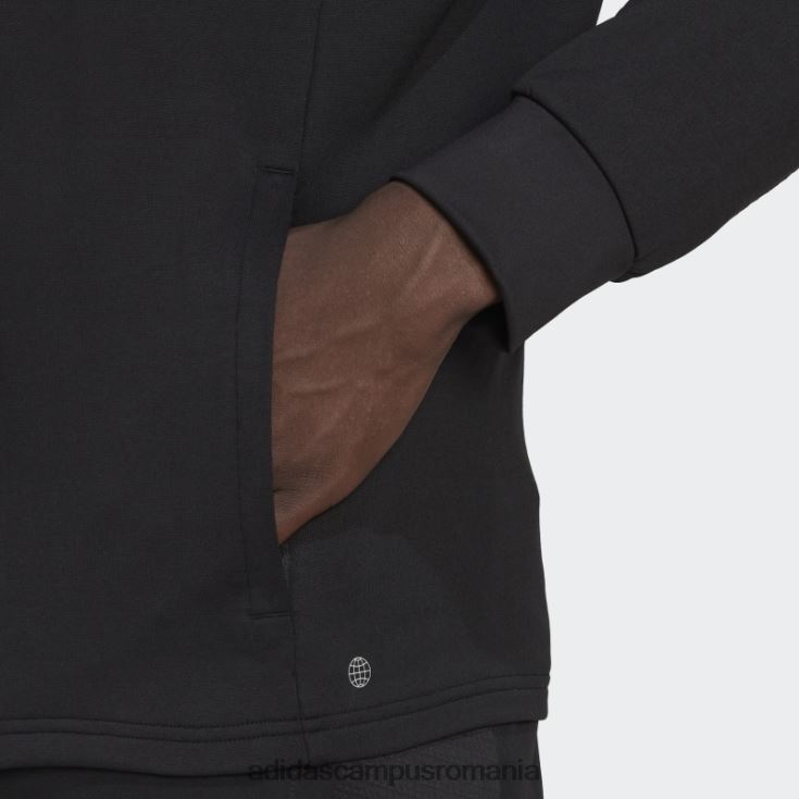 adidas campus romania jachetă neagră din tricot cu fermoar complet everydayrun bărbați negru J266N215242