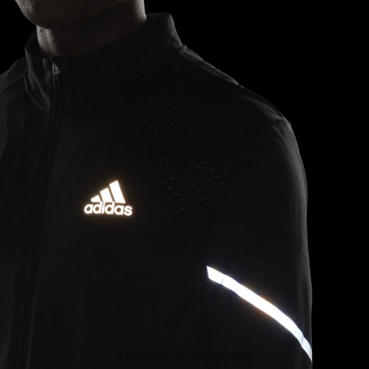 adidas campus romania jachetă neagră din tricot cu fermoar complet everydayrun bărbați negru J266N215242