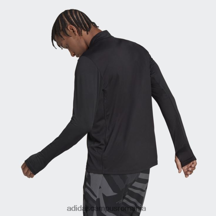 adidas campus romania negru deține tricou cu fermoar jumătate bărbați negru J266N26173
