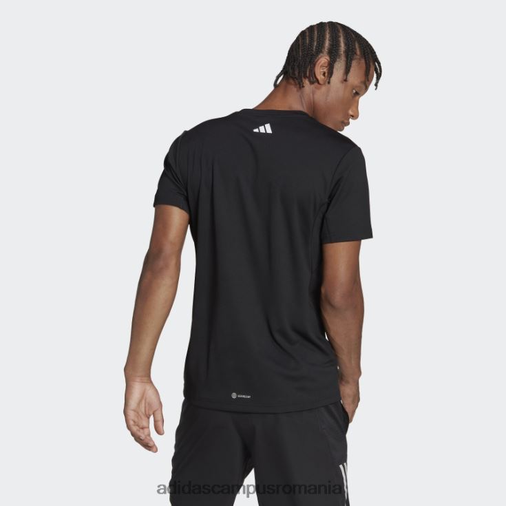 adidas campus romania tricou cu logo-ul negru cu icoane ale alergării cu 3 bare adidas bărbați negru J266N214319
