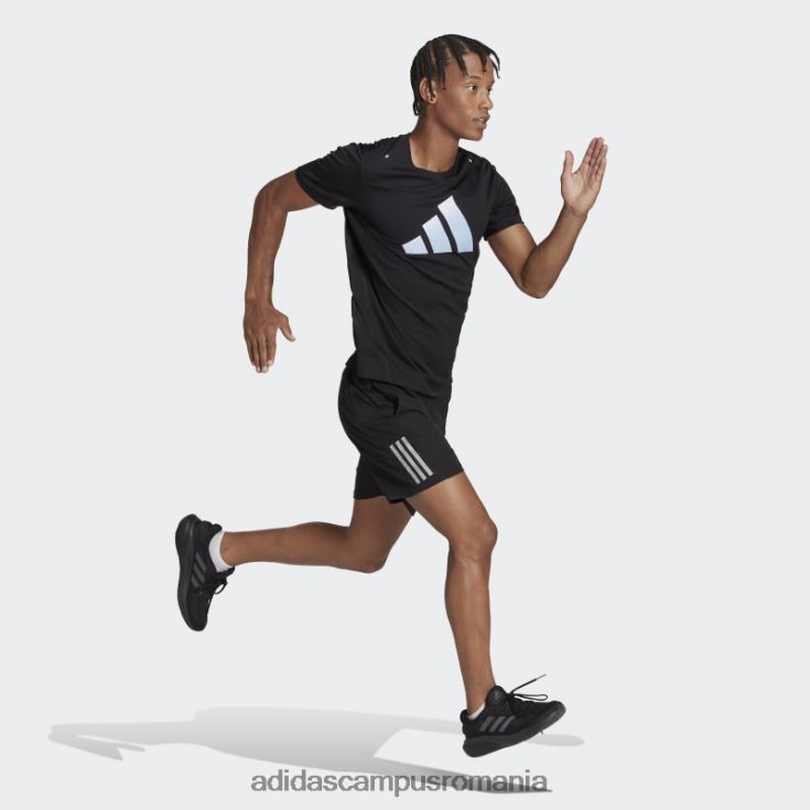 adidas campus romania tricou cu logo-ul negru cu icoane ale alergării cu 3 bare adidas bărbați negru J266N214319