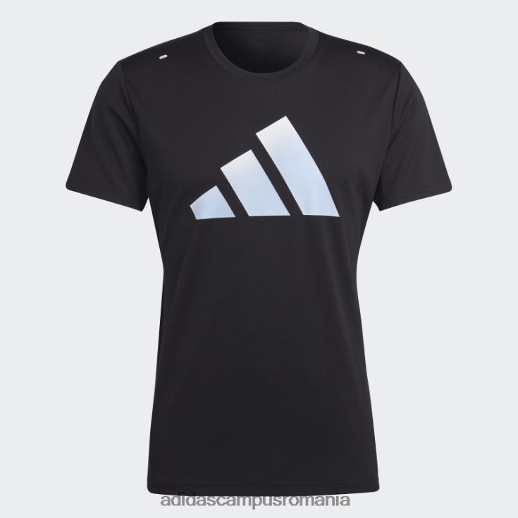 adidas campus romania tricou cu logo-ul negru cu icoane ale alergării cu 3 bare adidas bărbați negru J266N214319