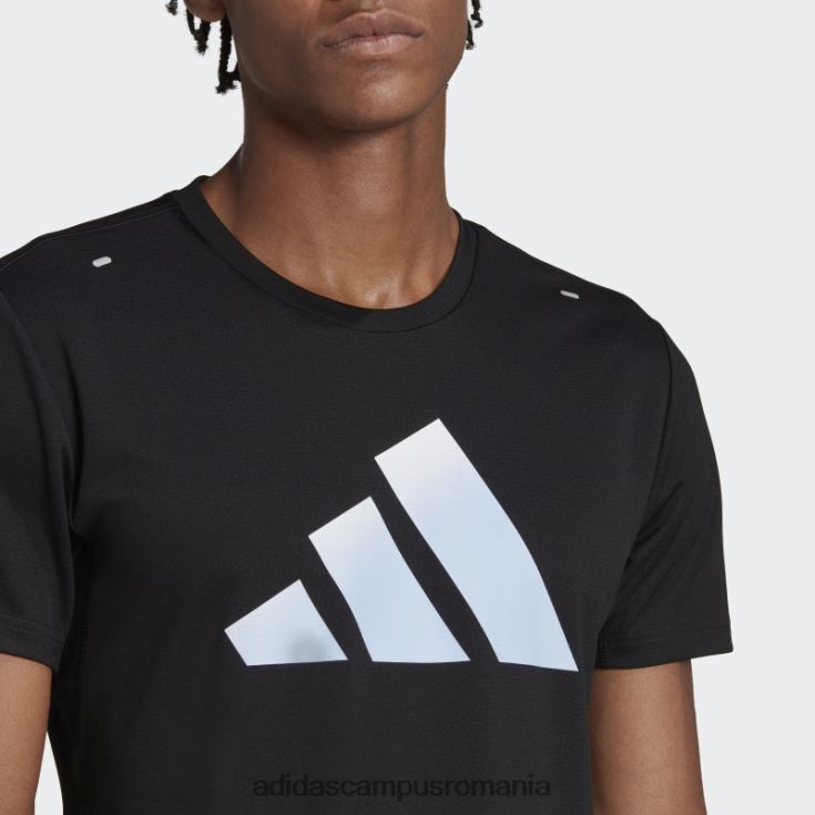 adidas campus romania tricou cu logo-ul negru cu icoane ale alergării cu 3 bare adidas bărbați negru J266N214319