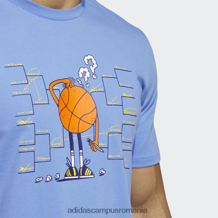 adidas campus romania Lil stripe bracket tricou de baschet cu mânecă scurtă, albastru adidas bărbați albastru J266N25802