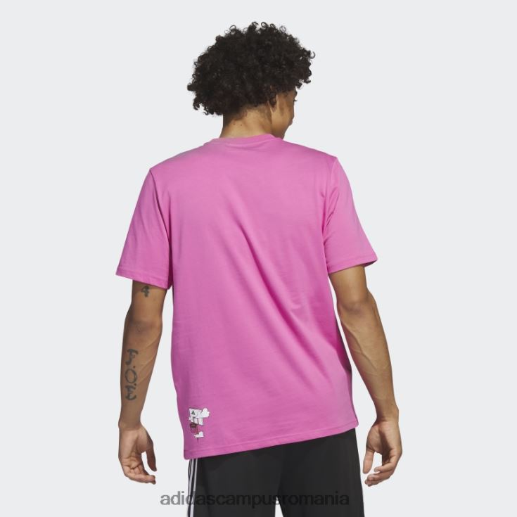 adidas campus romania Tricou grafic de baschet cu dungi lil\' fuchsia bărbați fucsie J266N26277