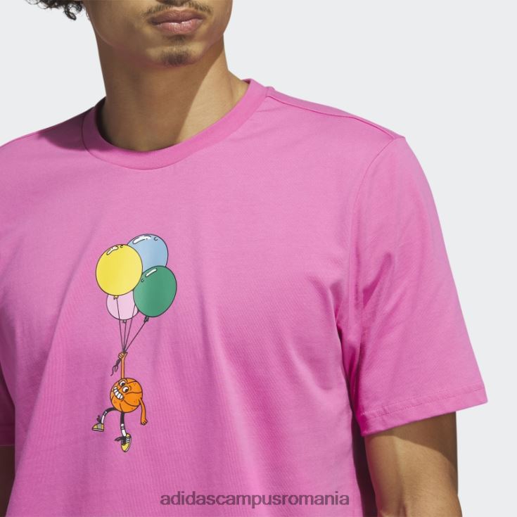 adidas campus romania Tricou grafic de baschet cu dungi lil\' fuchsia bărbați fucsie J266N26277