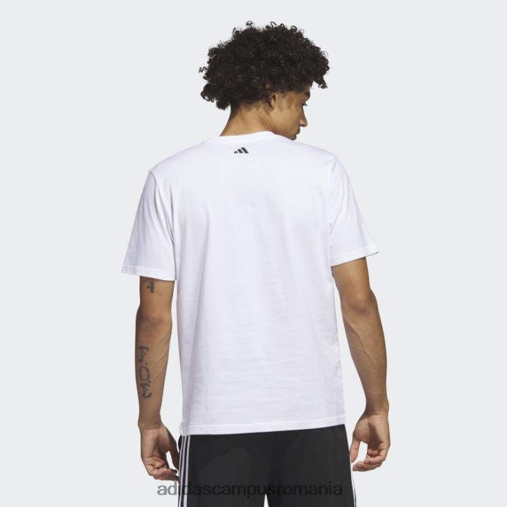 adidas campus romania Tricou grafic pentru baschet cu dungi alb bărbați alb J266N25174