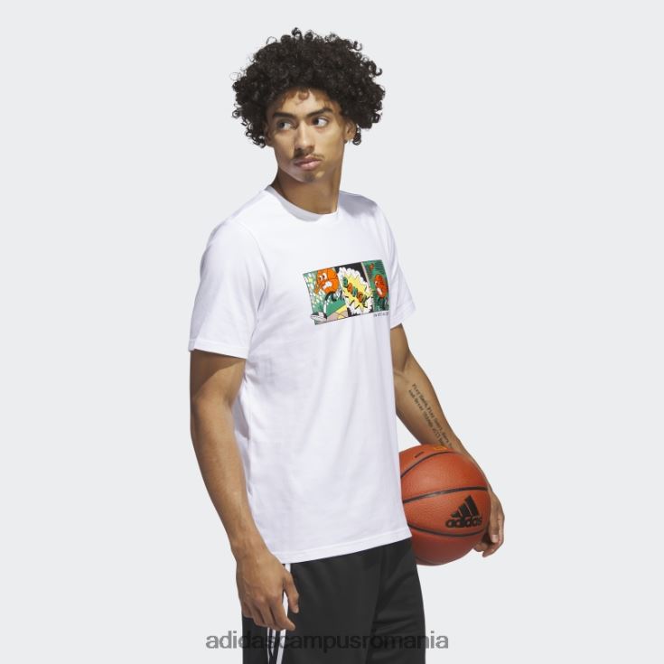 adidas campus romania Tricou grafic pentru baschet cu dungi alb bărbați alb J266N25174