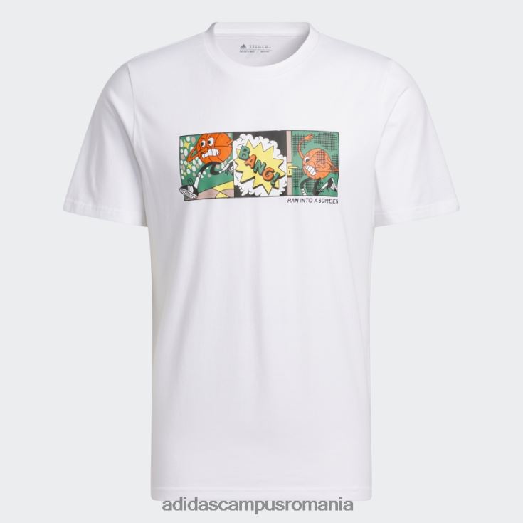 adidas campus romania Tricou grafic pentru baschet cu dungi alb bărbați alb J266N25174