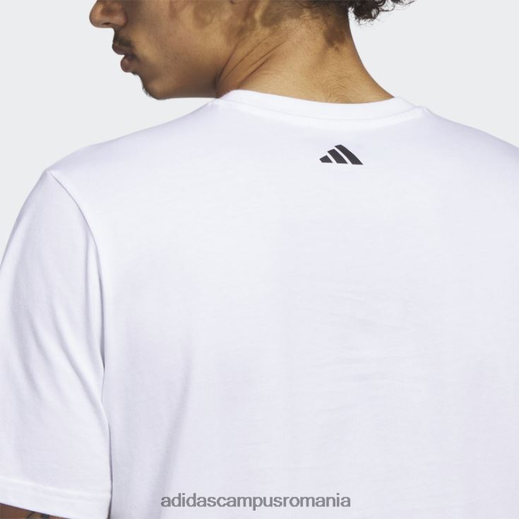 adidas campus romania Tricou grafic pentru baschet cu dungi alb bărbați alb J266N25174