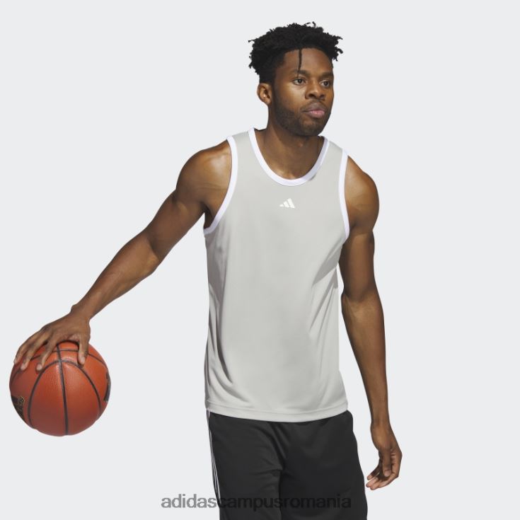 adidas campus romania baschet maiou cu 3 dungi gri metalizat bărbați metal gri/alb J266N25128