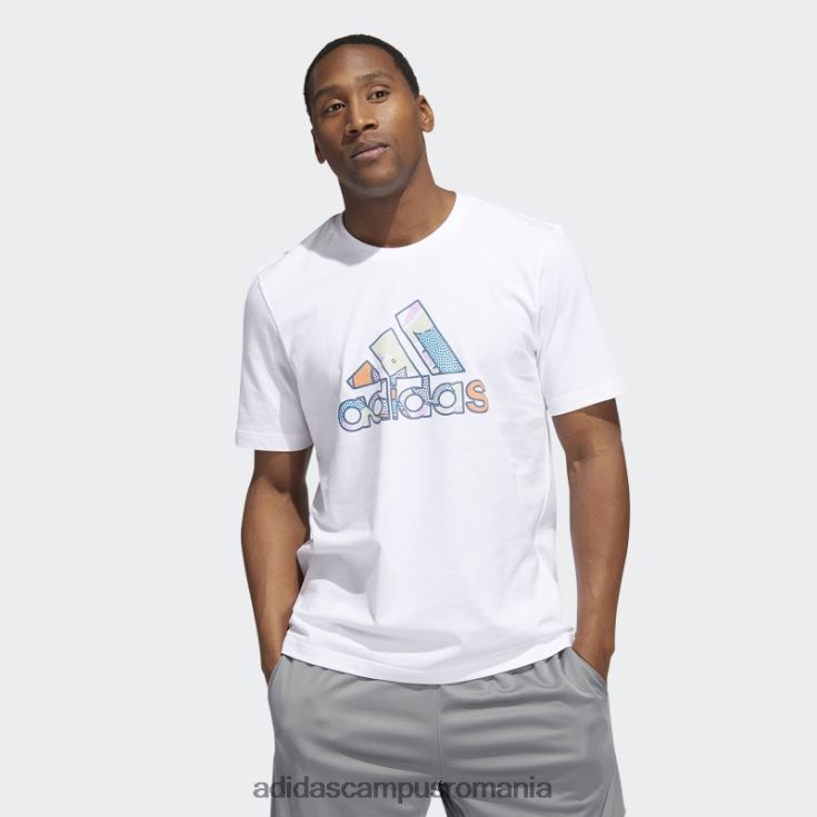 adidas campus romania insigna albă botg de tricou grafic sport bărbați alb/albastru alterat/verde J266N26557