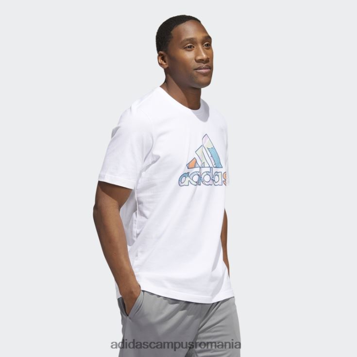 adidas campus romania insigna albă botg de tricou grafic sport bărbați alb/albastru alterat/verde J266N26557