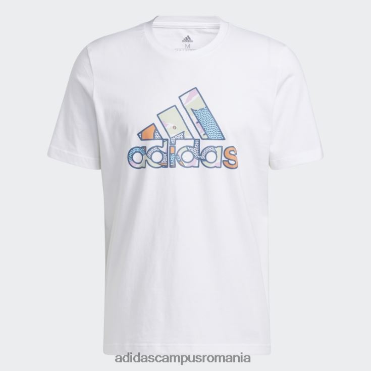 adidas campus romania insigna albă botg de tricou grafic sport bărbați alb/albastru alterat/verde J266N26557