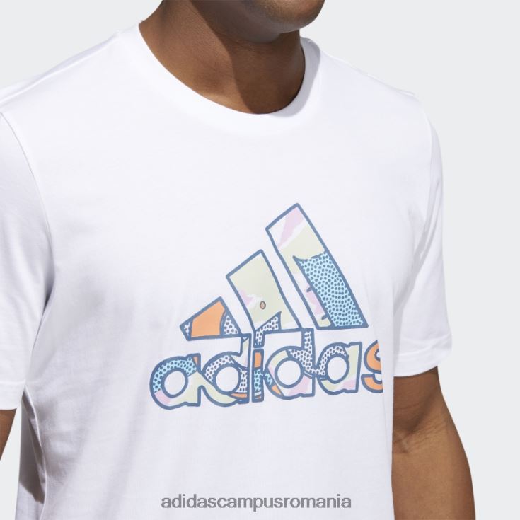 adidas campus romania insigna albă botg de tricou grafic sport bărbați alb/albastru alterat/verde J266N26557