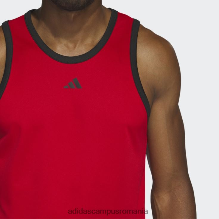 adidas campus romania maiou de baschet de modă stacojiu cu 3 dungi bărbați stacojiu/negru J266N25337