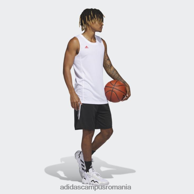 adidas campus romania pantaloni scurți de baschet cu 3 dungi black legends bărbați alb negru J266N25458