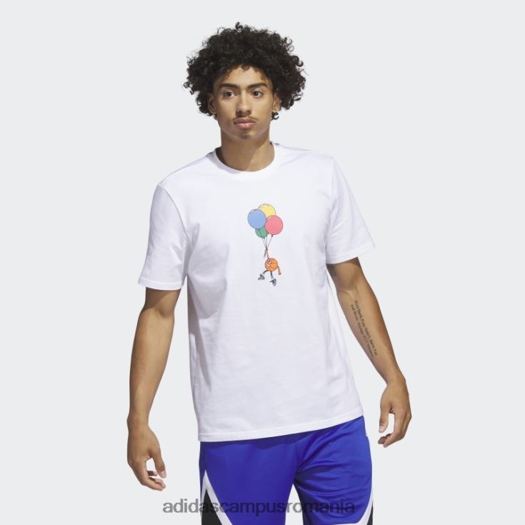 adidas campus romania tricou alb pentru baschet cu dungi alb adidas bărbați alb J266N25427