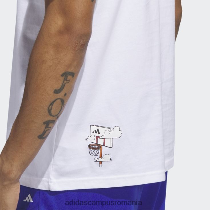 adidas campus romania tricou alb pentru baschet cu dungi alb adidas bărbați alb J266N25427