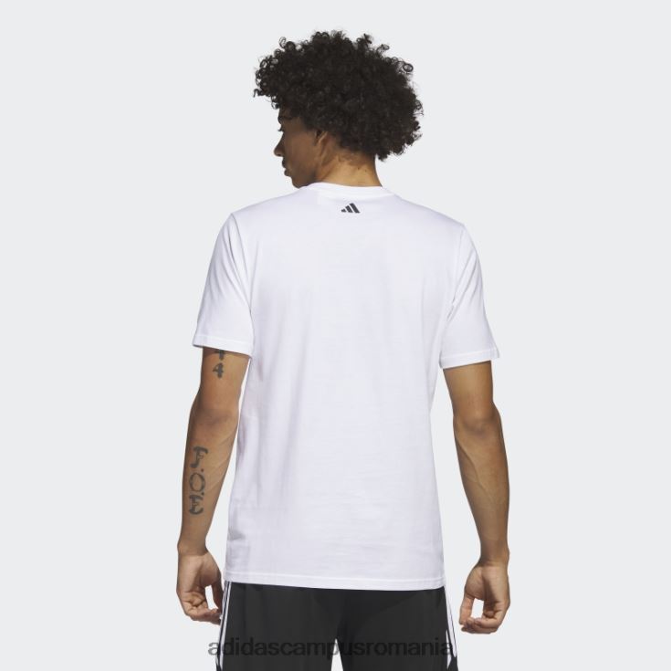 adidas campus romania tricou de baschet cu mânecă scurtă, alb, alb bărbați alb J266N25803