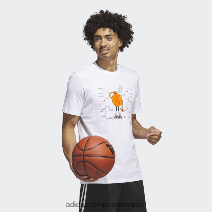 adidas campus romania tricou de baschet cu mânecă scurtă, alb, alb bărbați alb J266N25803