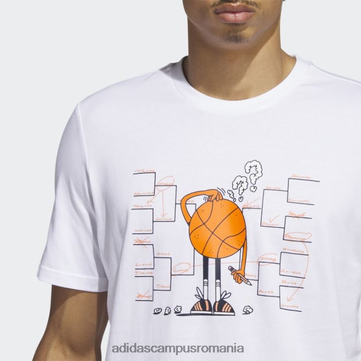 adidas campus romania tricou de baschet cu mânecă scurtă, alb, alb bărbați alb J266N25803