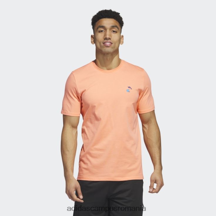 adidas campus romania tricou de baschet cu mânecă scurtă, cu grafic pentru vacanța de primăvară, coral bărbați coral J266N25804
