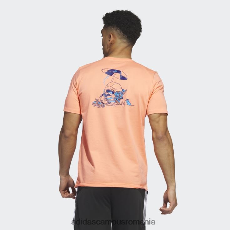 adidas campus romania tricou de baschet cu mânecă scurtă, cu grafic pentru vacanța de primăvară, coral bărbați coral J266N25804