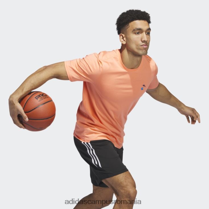 adidas campus romania tricou de baschet cu mânecă scurtă, cu grafic pentru vacanța de primăvară, coral bărbați coral J266N25804