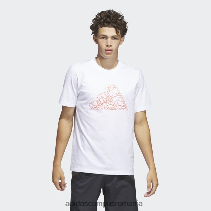 adidas campus romania tricou grafic alb pentru baschet rock, adidas bărbați alb J266N24965