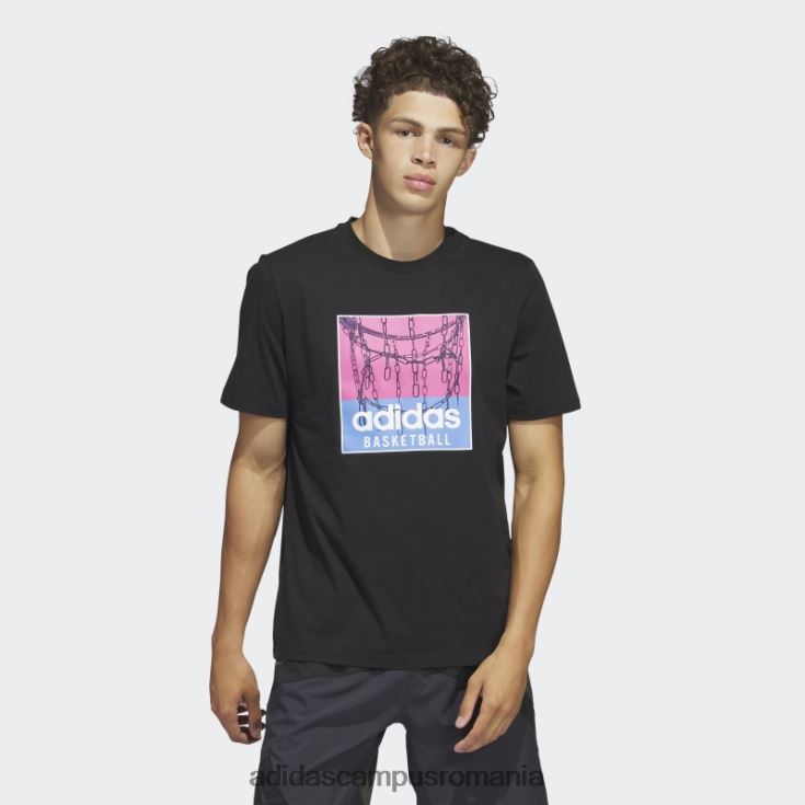 adidas campus romania tricou grafic pentru baschet cu lanț negru bărbați negru J266N25473