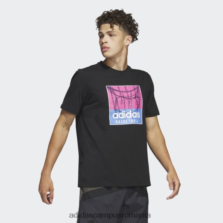 adidas campus romania tricou grafic pentru baschet cu lanț negru bărbați negru J266N25473