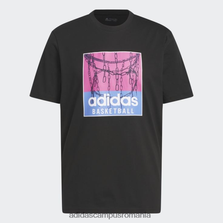 adidas campus romania tricou grafic pentru baschet cu lanț negru bărbați negru J266N25473