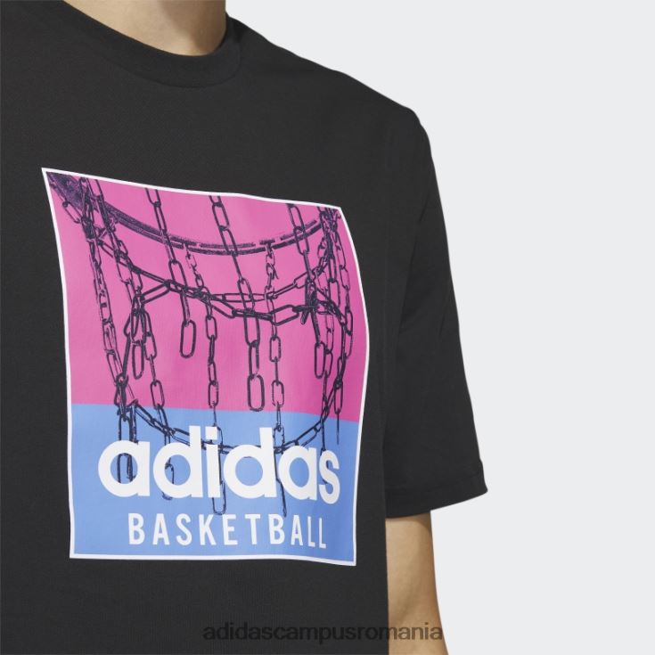 adidas campus romania tricou grafic pentru baschet cu lanț negru bărbați negru J266N25473